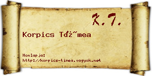 Korpics Tímea névjegykártya