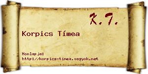 Korpics Tímea névjegykártya